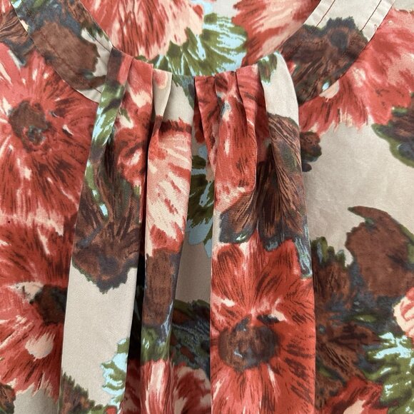 Talbots Womens Tank Top Petite Size 6 Silk Rusty Red Multi Floral Career Office - Picture 3 of 9